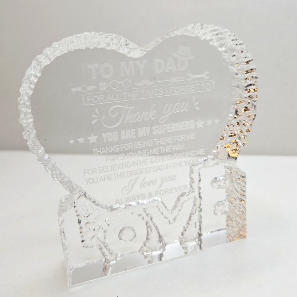 Heart-Shaped Crystal Love My Dad Gifted
